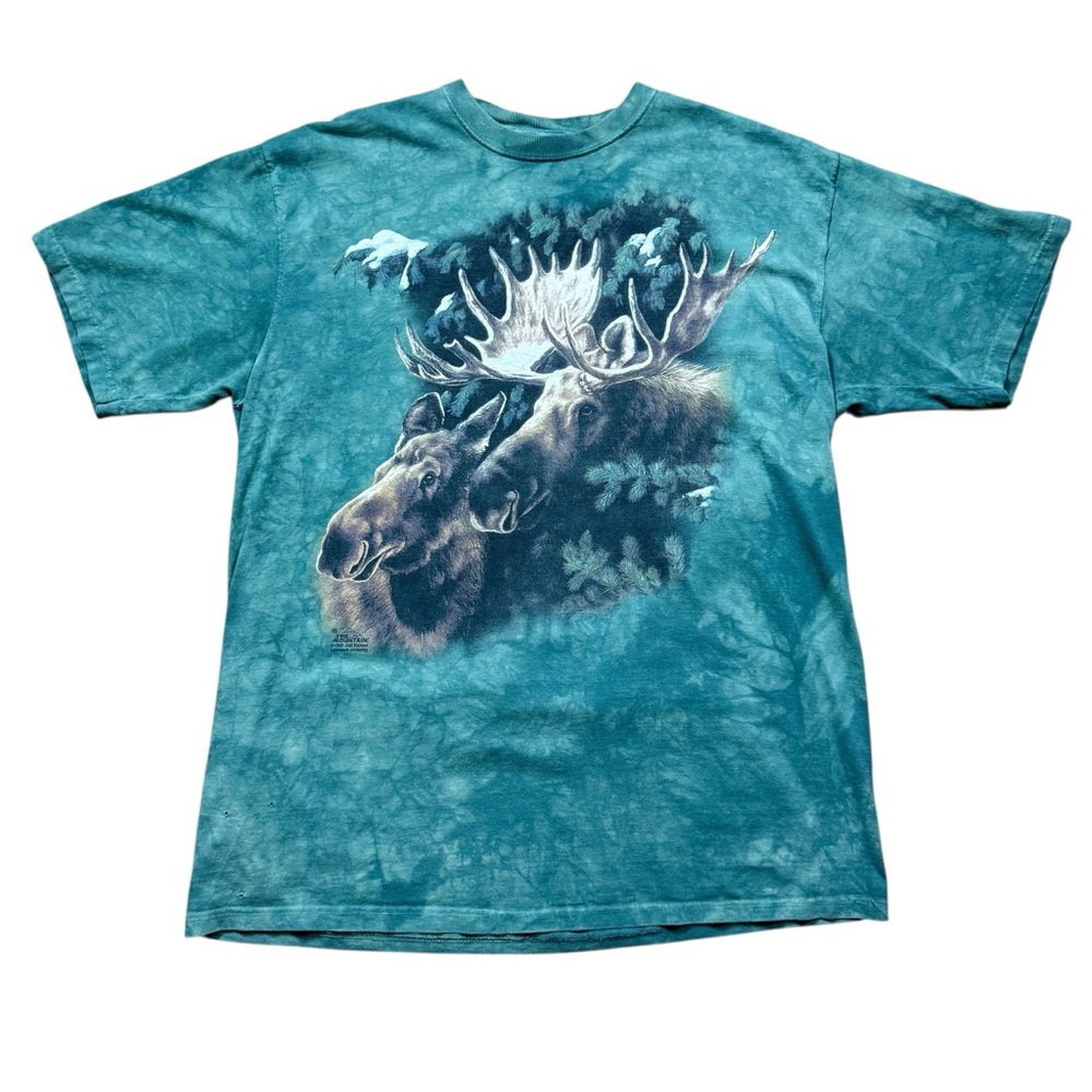 Vintage 90’s The Mountain Moose Graphic Tee XL Tie Dye USA Made Nature Wildlife